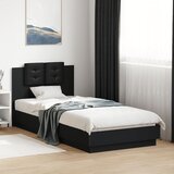 Maison Chic Posteljni okvir - Enojna postelja - Postelja za odrasle z vzglavjem črn 100x200 cm inženirski les-J9383, (21774029) | Shoptok.si