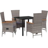 vidaXL set 5-delnega vrtnarskega jedilnega seta z oblazinjenjem siva poli ratan | Shoptok.si