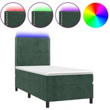  Box spring s madracem LED tamnozeleni 100x200 cm baršun | shoptok.hr