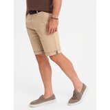 Ombre Classic men's chino shorts with rolled up leg - beige | shoptok.hr