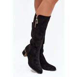 Boto Women's Heeled Boots Made of Eco Suede Black Lyvienne | Shoptok.si