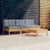 Maison Chic Seti vrtnega pohištva - Vrtna garnitura - Vrtni pohištvo set 4-delna s sivimi blazinami borovina, (21816532) | Shoptok.si
