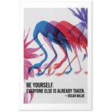  Plakat - Colorful Repetition - three flamingo silhouettes with an inspiring quote 40x60 Bez okvira s margom | shoptok.hr
