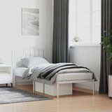 vidaXL Kovinski posteljni okvir z vzglavjem bel 90x190 cm | Shoptok.si