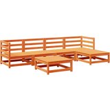  The Living Store Vrtna sedežna garnitura 6-delna voščeno rjava trdna borovina - Vrtna Sedežna Garnitura, (21451182) | Shoptok.si