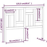  Uzglavlje za krevet sivo 125,5 x 4 x 100 cm od masivne borovine | shoptok.hr