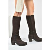 Fox Shoes Women's Brown Thick Heeled Boots Cene
