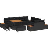 vidaXL Set vrtnih kauča od 13 komada s jastučićima crni poli ratan | shoptok.hr