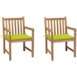 Maison Chic Vrtni stoli - Stol za vrt 2 kosa s svetlo zelenimi blazinami trdna tikovina JS1296, (21878201) | Shoptok.si
