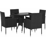  5-dijelni vrtni blagovaonski set od poliratana crni Crna Dužina stola 80 cm | shoptok.hr