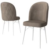 Hanah home set trpezarijskih stolica Bika 4 kom, kapućino tkanina Babyface, bele drvene noge | Eponuda.com