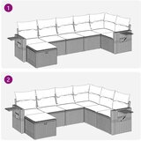  Vrtna garnitura - 7-dijelni set vrtnih sofa od poliratana s jastucima smeđi - Smeđa sa spremištem 7 | shoptok.hr