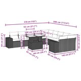  Vrtna sedežna garnitura 11-delna z blazinami črn poli ratan, (21146929) | Shoptok.si