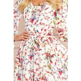 Numoco 305-1 ZOE flimsy dress with a neckline - colorful flowers on a light background | shoptok.hr