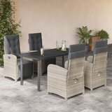  5-dijelni vrtni blagovaonski set od poliratana s jastucima sivi | shoptok.hr