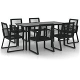  5-dijelni vrtni blagovaonski set od PVC ratana crni Crna Dužina stola 160 cm | shoptok.hr