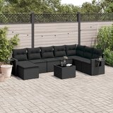  The Living Store Vrtna sedežna garnitura 9-delna z blazinami črn poli ratan - Vrtna Sedežna Garniture, (21468791) | Shoptok.si