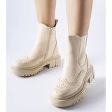 Gemre Beige ankle boots adorned with stitching Castella | Shoptok.si