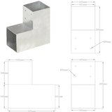 Spojnik za stupove u L-obliku od pocinčanog metala 101 x 101 mm | shoptok.hr