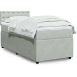 vidaXL Box spring postelja z vzmetnico svetlo siv 90x190 cm žamet | Shoptok.si