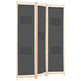 Sobna pregrada s 3 panela od tkanine 120 x 170 x 4 cm siva | shoptok.hr