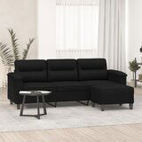 vidaXL Trosed s stolčkom za noge črn 180 cm blago iz mikrovlaken | Shoptok.si