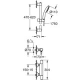 Grohe 34597001 Precision Start stenska termostatska armatura za tuš s tuš setom | Shoptok.si