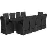 vidaXL 11-dijelni vrtni blagovaonski set s jastucima poliratan crni | shoptok.hr