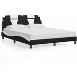 vidaXL Okvir kreveta LED crno-bijeli 160 x 200 cm od umjetne kože