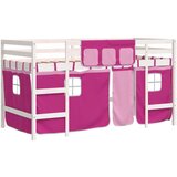  The living store otroški pograd z zavesami roza 90x190 cm trdna borovina - otroški pograd, (21488167) | Shoptok.si