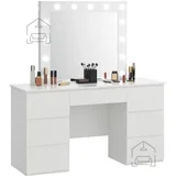 toaletna mizica z LED ogledalom PHO2305, bela, 132x43x152 cm