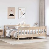  Okvir kreveta bez madraca 200 x 200 cm od masivne borovine - Prirodna 200 x 200 cm | shoptok.hr