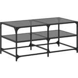  Stolić za kavu s crnom staklenom površinom 98 5x50x45 cm čelik | shoptok.hr