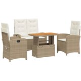  4-dijelni vrtni blagovaonski set od poliratana s jastucima bež Dužina stola 90 cm | shoptok.hr