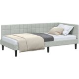 vidaXL Kutni okvir kreveta s uzglavljem Svjetlosiva 90 x 200 cm Baršun | shoptok.hr