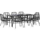  Vrtna garnitura - 9-dijelni vrtni blagovaonski set s jastucima crnog poliratana - Crna i tamno siva 200 x 100 x 74 cm 8 | shoptok.hr