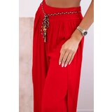 Kesi Włoski Women's viscose trousers with leg slit red | shoptok.hr