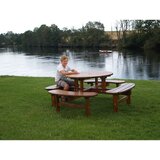  Garnitura mize in klopi, okrogla, Ø mize 1100 mm, medeno rjava | Shoptok.si