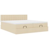  Otomanski okvir kreveta s madracima krem 200x200cm od tkanine | shoptok.hr