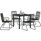vidaXL 5-delni vrtni jedilni set črni PVC ratan | Shoptok.si