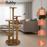 Ruhhy drveni stalak za cvijeće – 6 razina za 7 tegli, mobilni stalak s kotačima (86 cm) | shoptok.hr