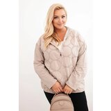 Kesi Włoski Women's Plus Size zip-up cotton sweatshirt beige Cene