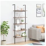  5-nadstropni prislonski regal temno rjav in črn 64x35x185 cm | Shoptok.si
