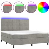 vidaXL Box spring postelja z vzmetnico LED svetlo siva 160x200cm žamet, (20894754) Cene
