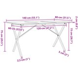  Blagovaonski stol X-oblika 140x80x75 cm od borovine i čelik | shoptok.hr