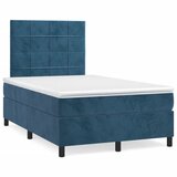 vidaXL Box spring postelja z vzmetnico LED tem. modra 120x190 cm žamet Cene