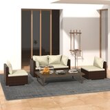 Maison Chic Seti vrtnega pohištva - Vrtna garnitura - Vrtni pohištvo set 4-delna z blazinami poli ratan rjava, (21818204) | Shoptok.si