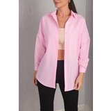 armonika Women's Powder Pink Oversize Long Basic Shirt Cene