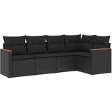 Maison Chic Seti vrtnega pohištva - Vrtna garnitura - Vrtni pohištvo set 5-delna z blazinami črn poli ratan, (21814247) | Shoptok.si