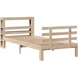 vidaXL Posteljni okvir z vzglavjem 90x190 cm trdna borovina | Shoptok.si